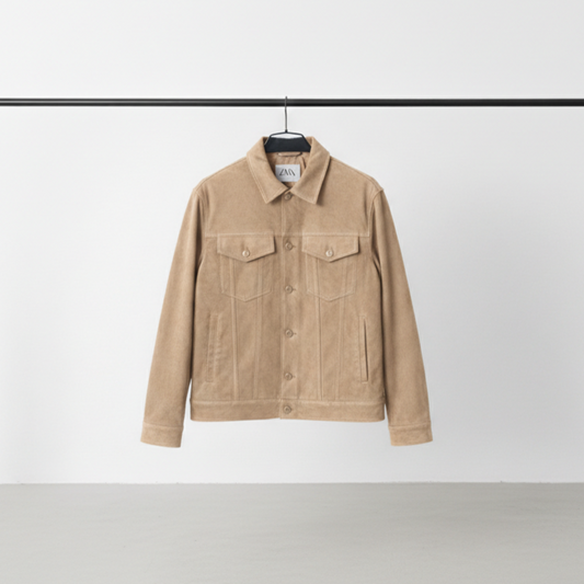 ZARA FAUX LEATHER & SUEDE TRUCKER JACKET