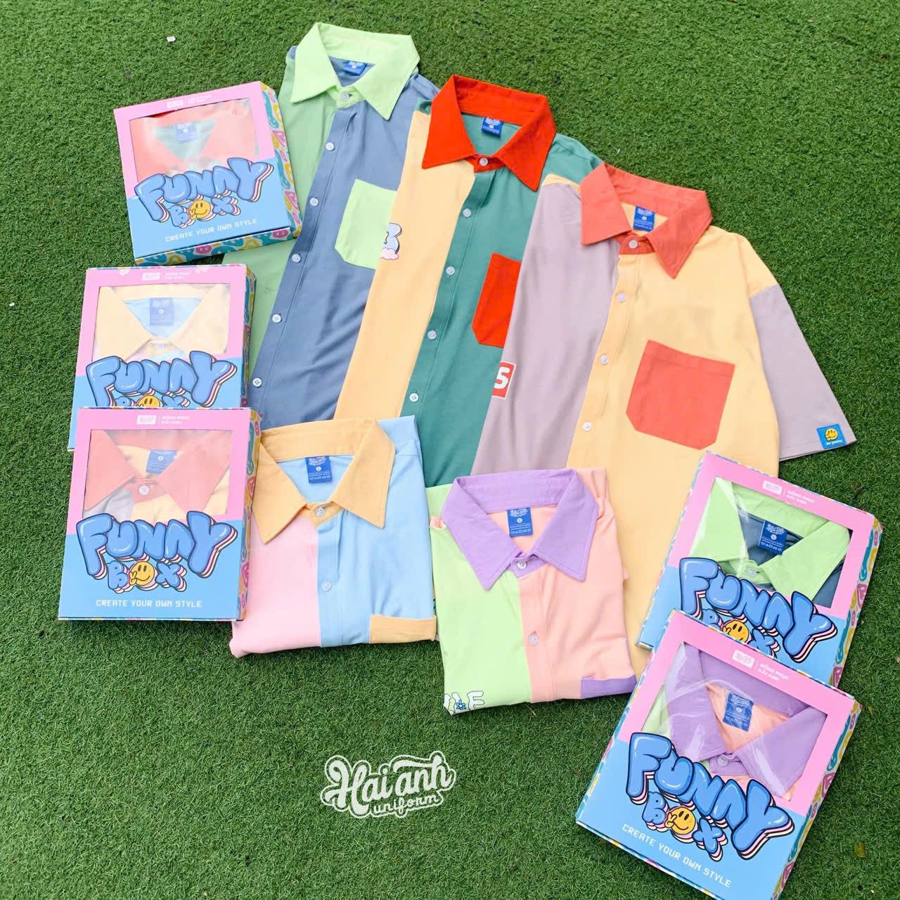 Oversized Split-Color Short Sleeve Shirt | K-Fashion Graphic Pocket Button-Up