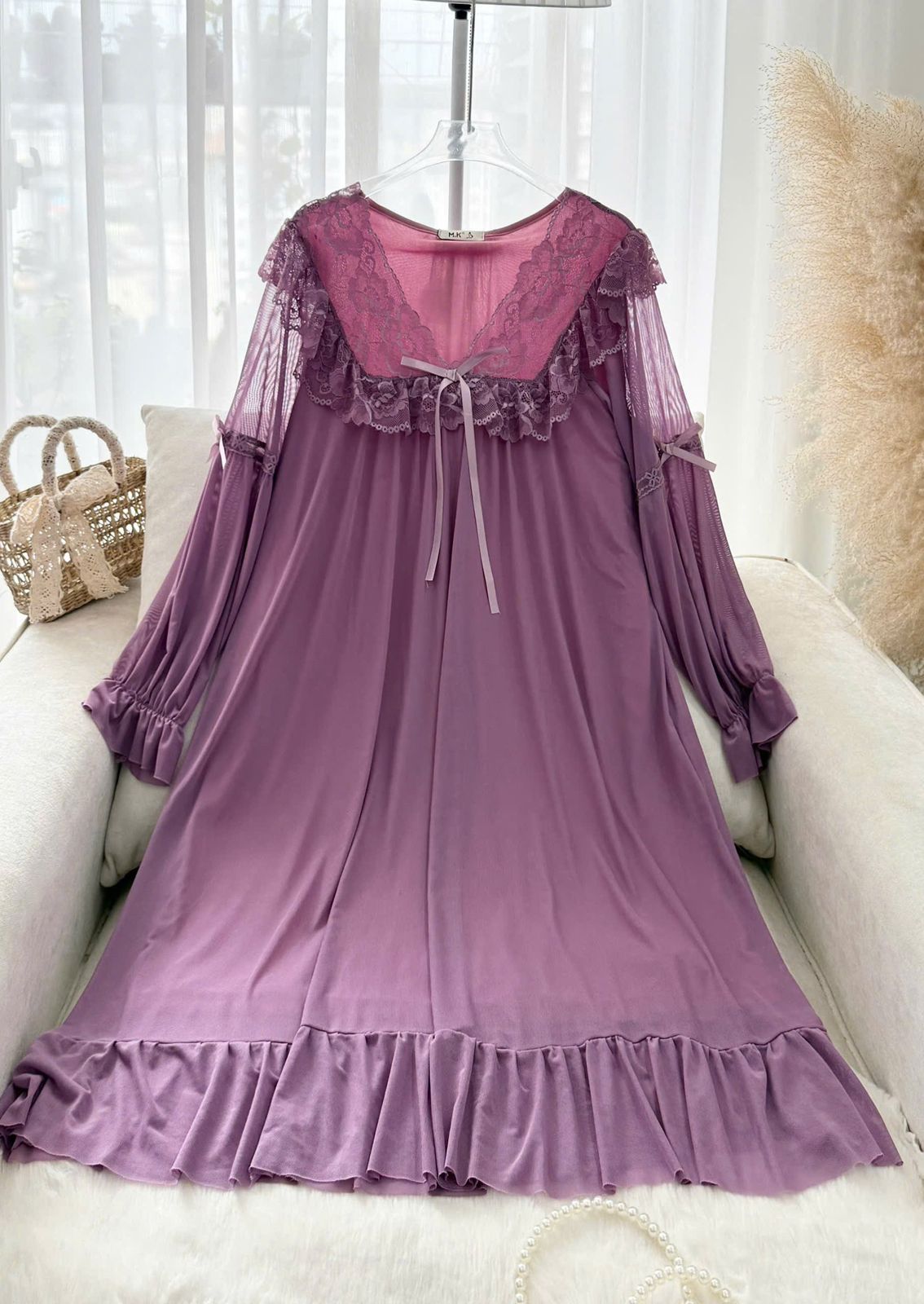 Royal Lilac Lace Nightgown