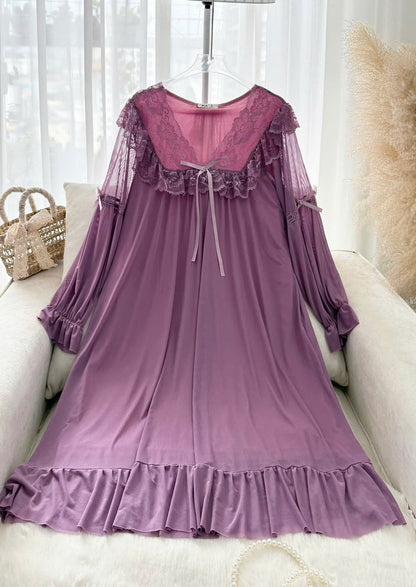 Royal Lilac Lace Nightgown